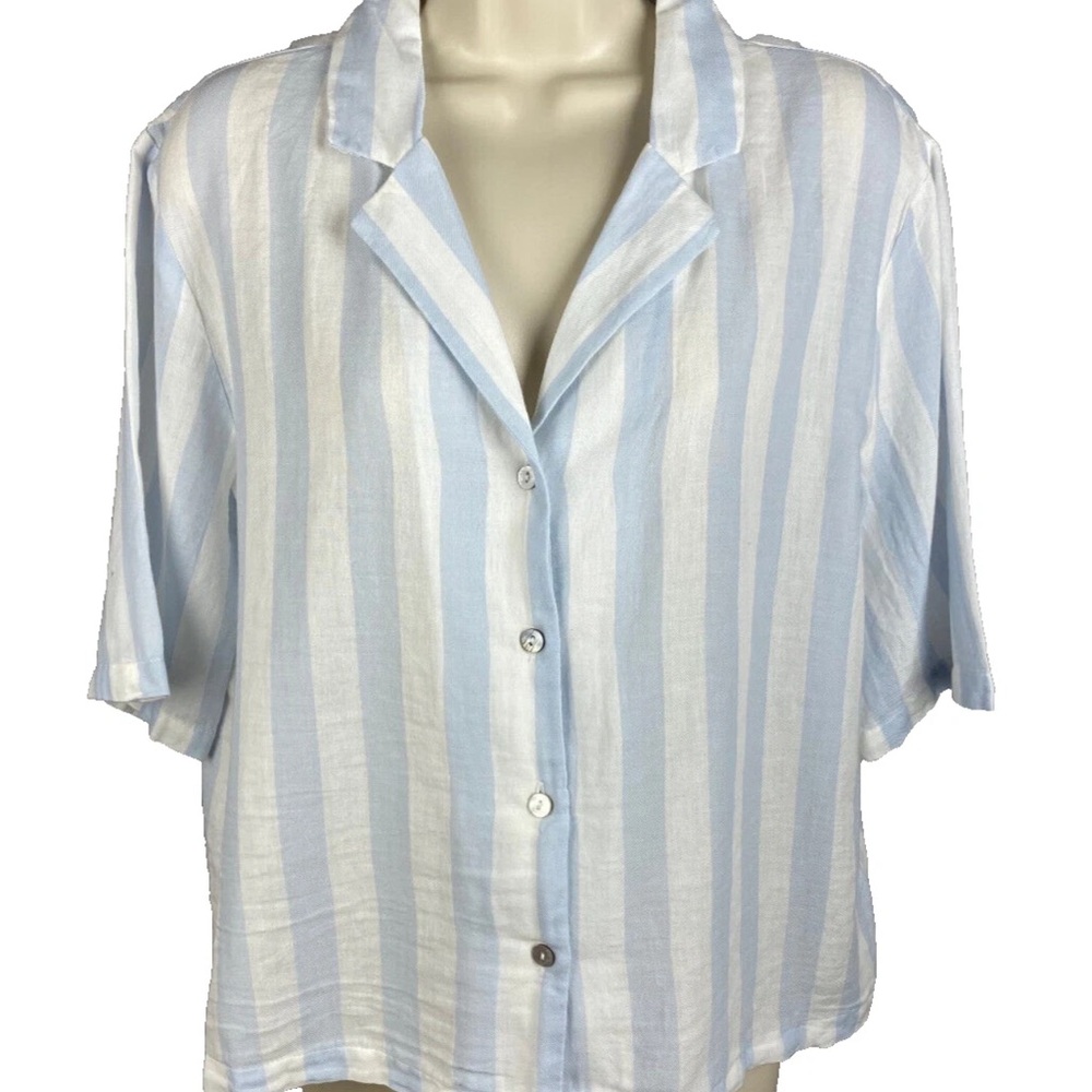 Sincerely Jules Light Blue and White Striped Button Down Shirt